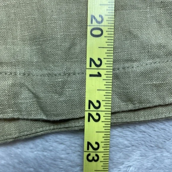 Athleta Womens Retreat 100% Linen Shirt Size XL Olive Green Button Short Sleeve - Picture 9 of 9